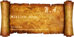 Miklics Alex névjegykártya